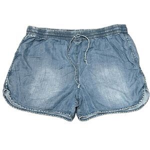 Juicy Couture Lightweight Elastic Drawstring Waist High Rise Shorts Blue Large